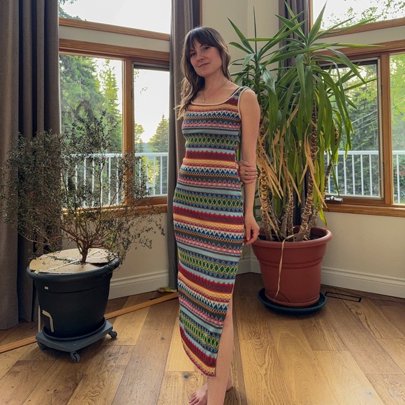 Source Unknown Dresses & Skirts - Colorful Knit Patterned Maxi Dress